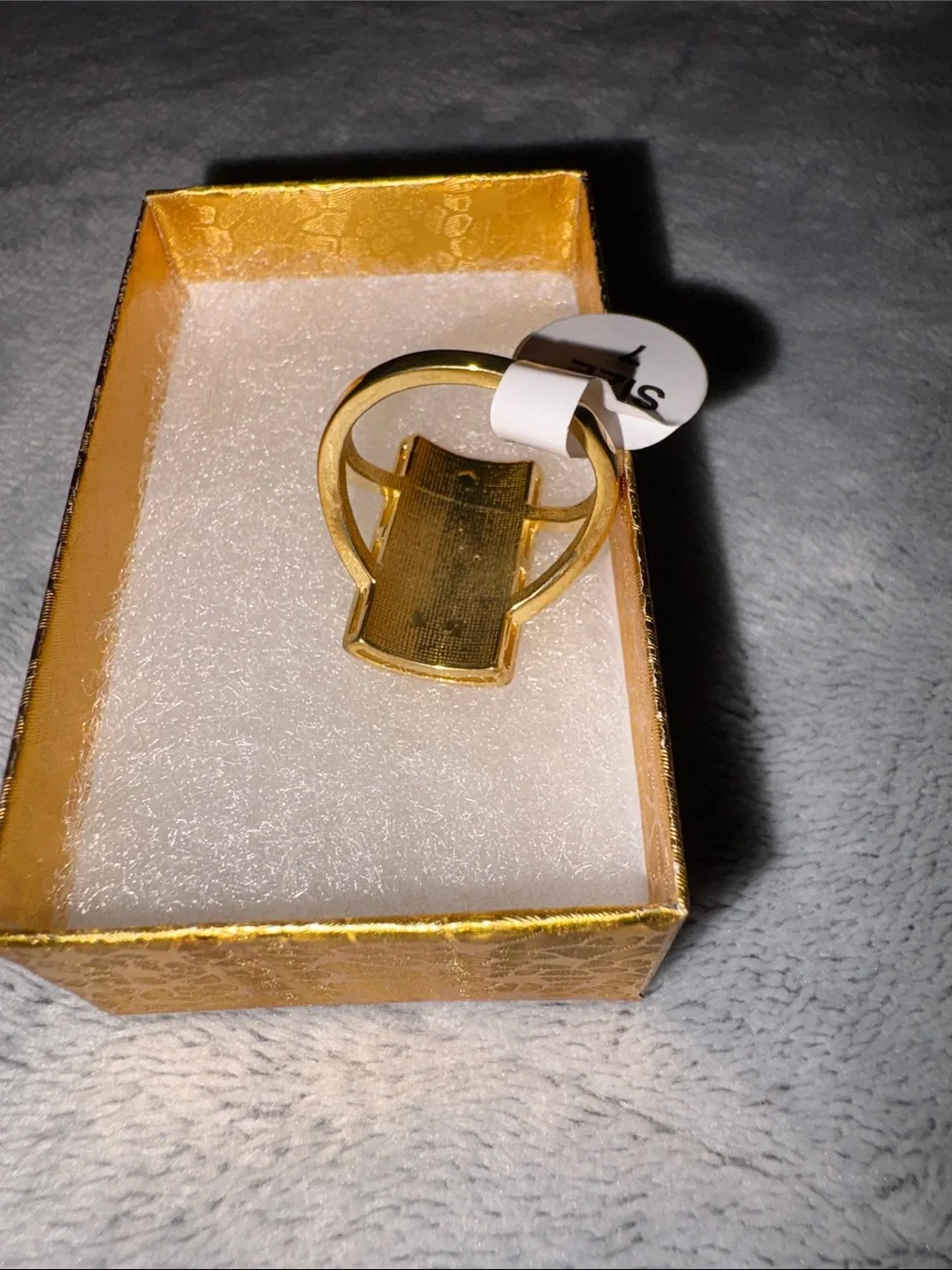GOLD PLATED 2-TONE SAN JUDAS, SAINT JUDE SQUARE RING